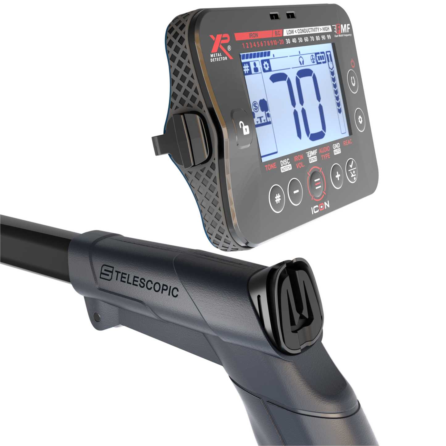 ICON Detector - Remote control, ICON 11" FMF Coil, WSA ST Headphones, S-Telescopic Lite Stem